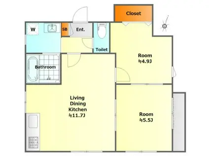 アーバンコート初台2(2LDK/3階)の間取り写真