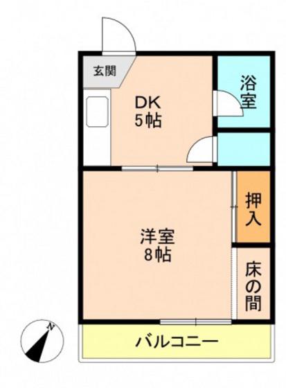 八千代ビル(1K/2階)の間取り写真