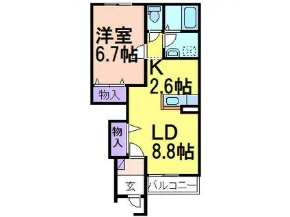リバレイン(1LDK/1階)の間取り写真