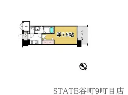 エスプレイス難波サウスゲート(1K/5階)の間取り写真