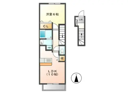 ペール・リアン(1LDK/2階)の間取り写真