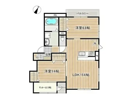 メルクル(2LDK/1階)の間取り写真