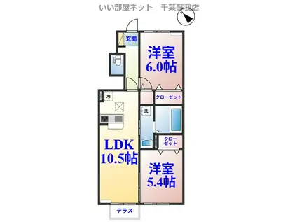 ゼルコバリーフII(2LDK/1階)の間取り写真