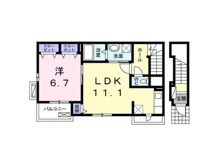 オーク ビレッジII(1LDK/2階)の間取り写真