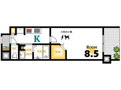 セントヒルズ住吉レジデンス(1K/12階)の間取り写真