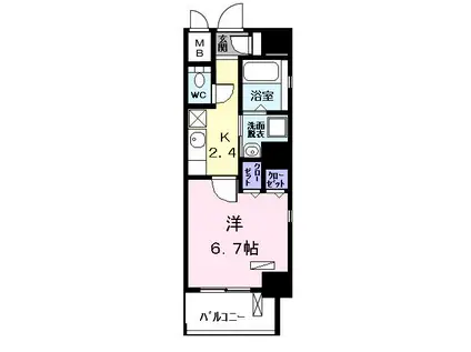 地下鉄名城線 東別院駅 徒歩4分 8階建 築5年(1K/7階)の間取り写真