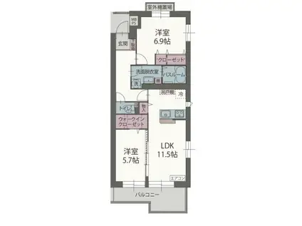 ユングフラウ(2LDK/3階)の間取り写真