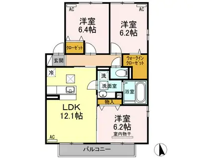 セジュールさくらDG II A棟(3LDK/1階)の間取り写真