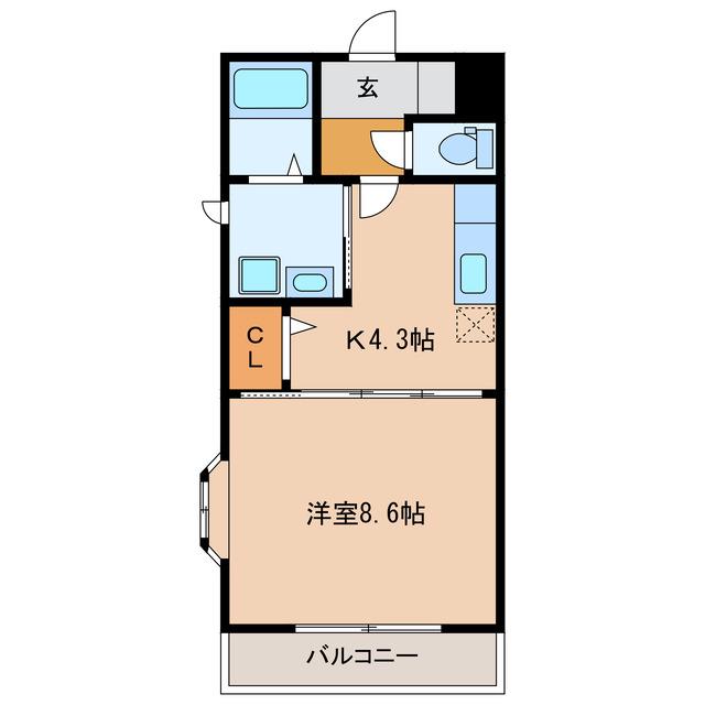 鴨江レジデンス(1K/5階)の間取り写真