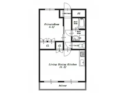 ルーエンハイム(1LDK/3階)の間取り写真