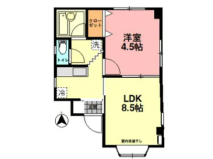 ハイツ春日町(1LDK/2階)の間取り写真