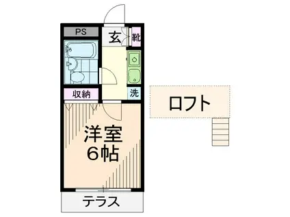 サンフラワーハイツ(1K/1階)の間取り写真