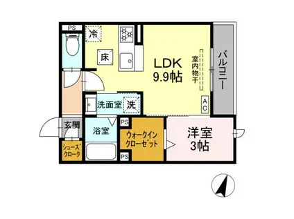 D-HILLS二之宮(1LDK/1階)の間取り写真