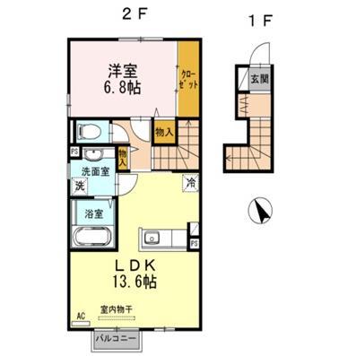シェルト(1LDK/2階)の間取り写真