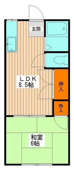 サン若松(1LDK/1階)の間取り写真