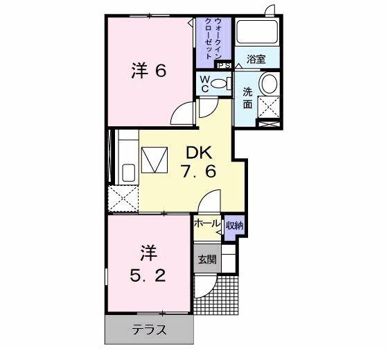 ブライトーUA(2DK/1階)の間取り写真