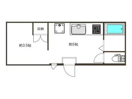 孔雀世田谷(ワンルーム/1階)の間取り写真