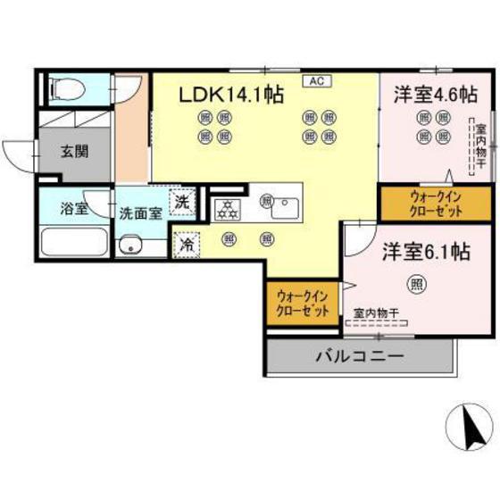 グランシャリオ(2LDK/2階)の間取り写真