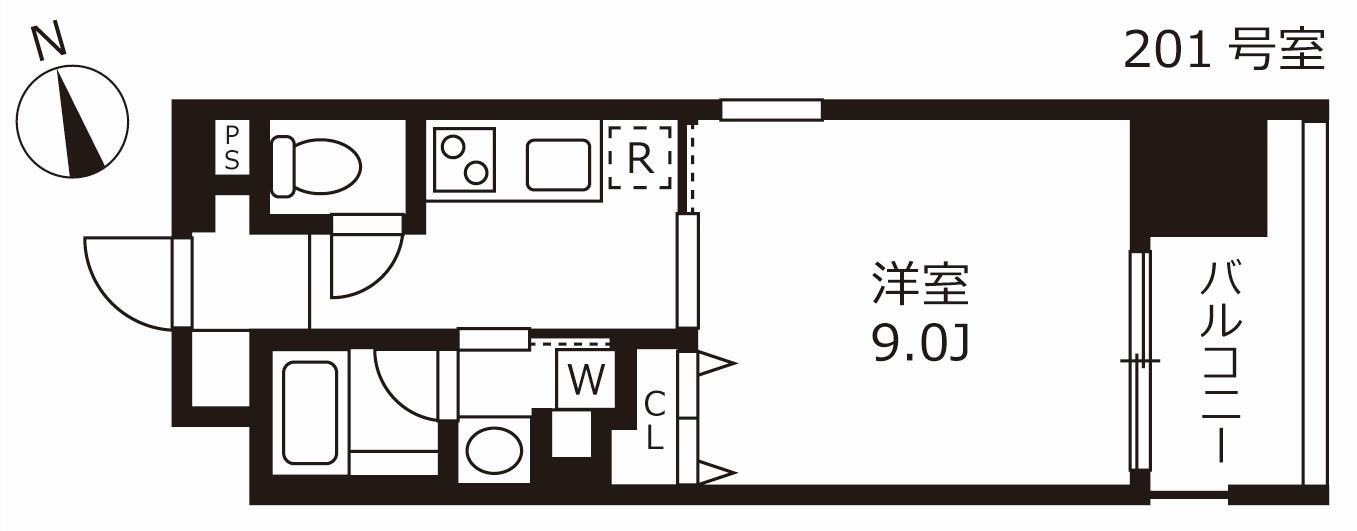 花の木ライズ(1K/2階)の間取り写真