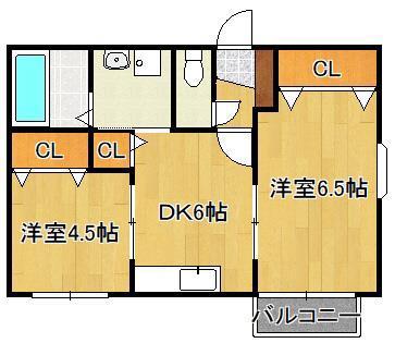 フィオーレ長行西(2DK/2階)の間取り写真