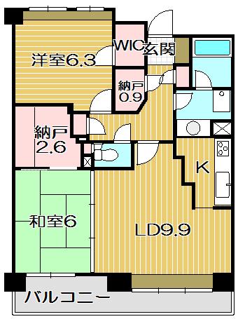 品川戸越パーク・ホームズ(2SLDK/9階)の間取り写真