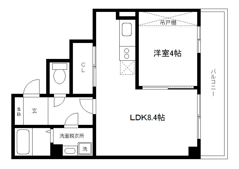 アイカーサ麩屋町(1LDK/4階)の間取り写真