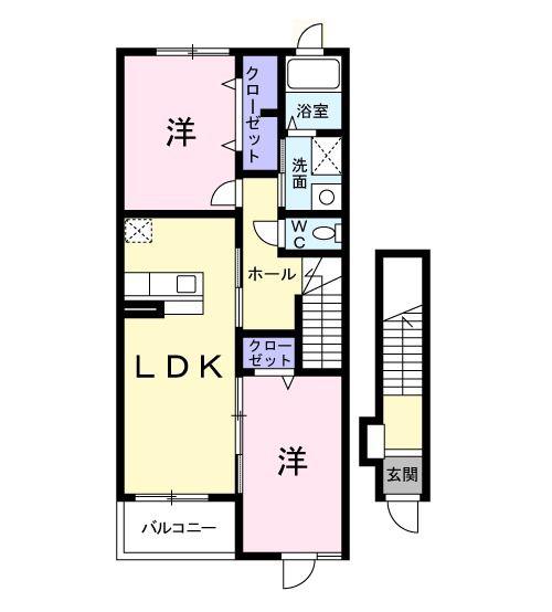 ガーデンクレスト(2LDK/2階)の間取り写真