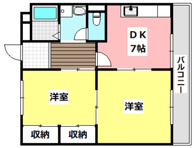 富士マンション(2DK/3階)の間取り写真