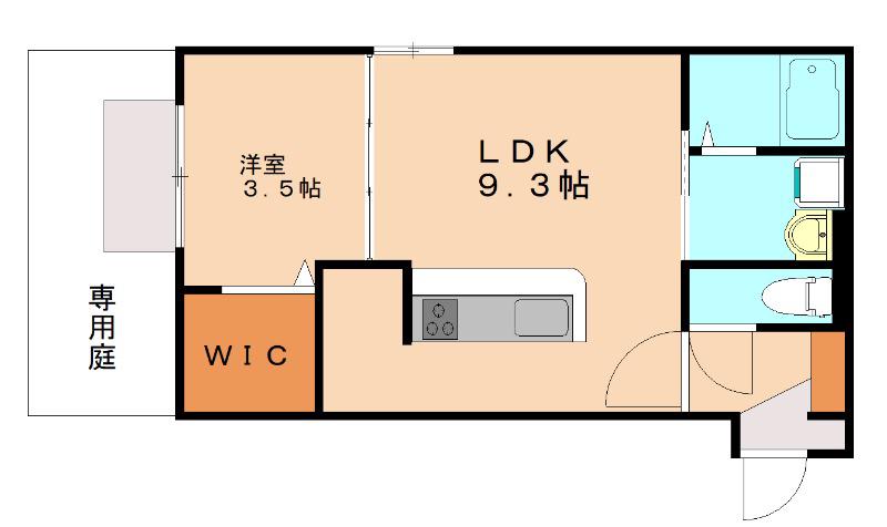 D-ROOM下富野(1LDK/1階)の間取り写真