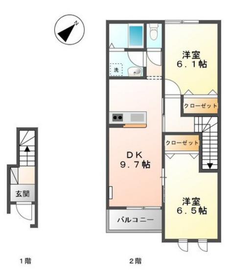 セリシール(2DK/2階)の間取り写真