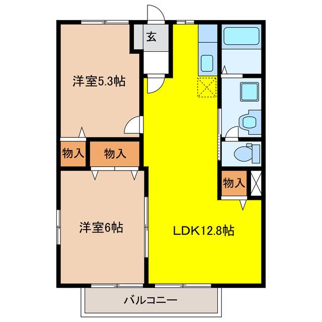 ニューシティー大江II(2LDK/2階)の間取り写真