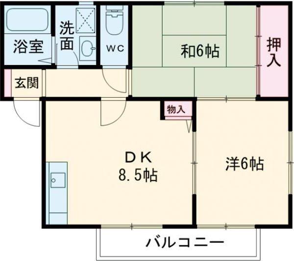 トムハイツ(2DK/2階)の間取り写真