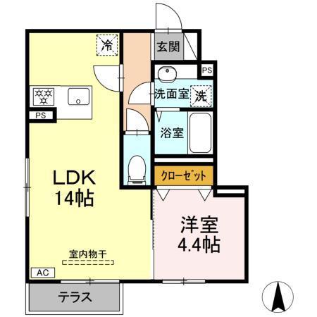 GRAND DーROOM J 庄内(1LDK/1階)の間取り写真
