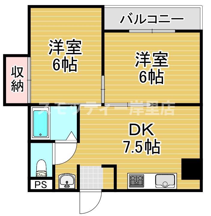 ラパンジール住吉大社(2DK/9階)の間取り写真