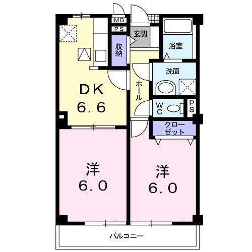 ほうれんそう(2DK/1階)の間取り写真