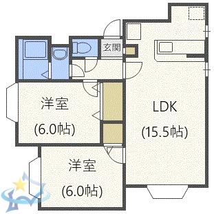 モデュロール西野III(2LDK/3階)の間取り写真