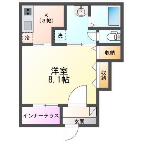 HALELEA・AOBA(1K/1階)の間取り写真