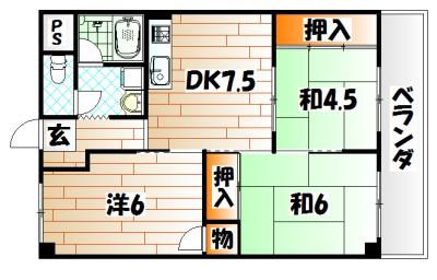 プレアール大田町(3DK/6階)の間取り写真