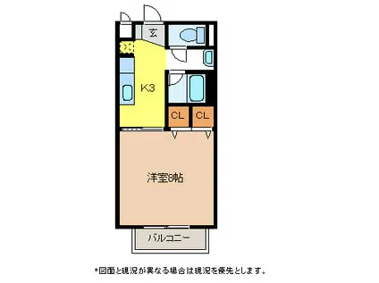 SURPLUSONEヒロ(1K/2階)の間取り写真