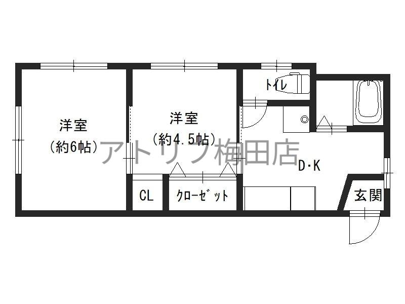 コーポ豊崎(2DK/2階)の間取り写真