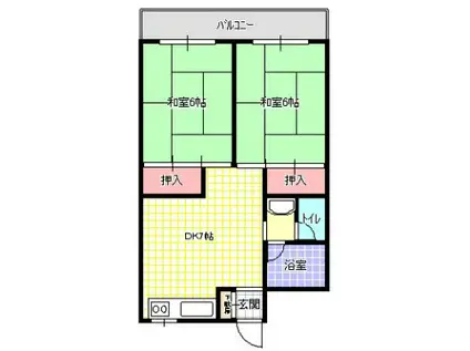 野崎コーポ(2DK/2階)の間取り写真