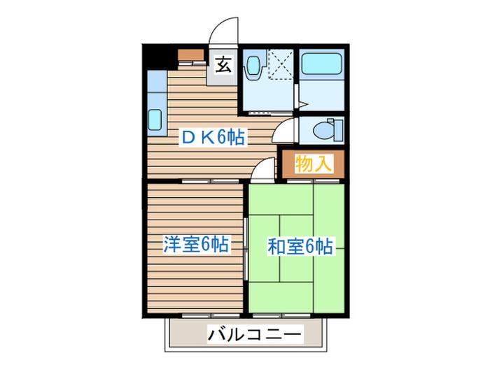 ボヌ-ル(2DK/2階)の間取り写真