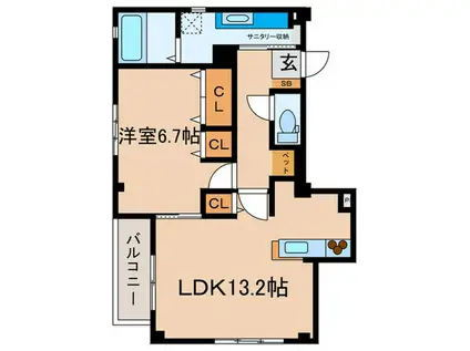 ルシエール(1LDK/3階)の間取り写真