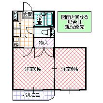 フォーライフ松が丘(2K/2階)の間取り写真