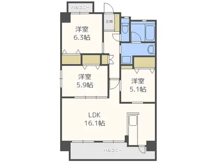 マウレイア(3LDK/3階)の間取り写真