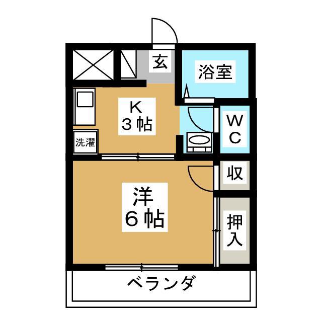 ドミール1(1K/2階)の間取り写真