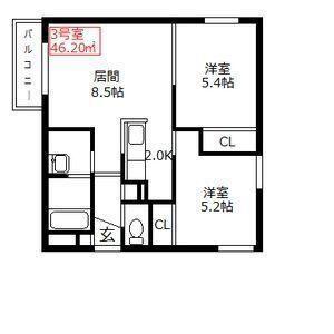 CLASSIC HONG(2LDK/3階)の間取り写真