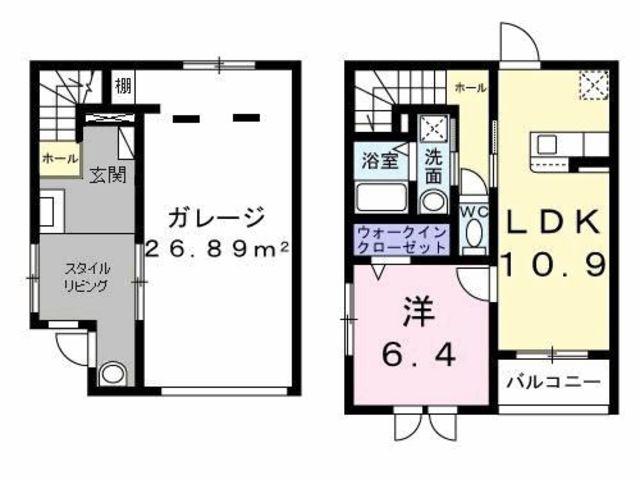 ベルシェールI(1LDK/1階)の間取り写真