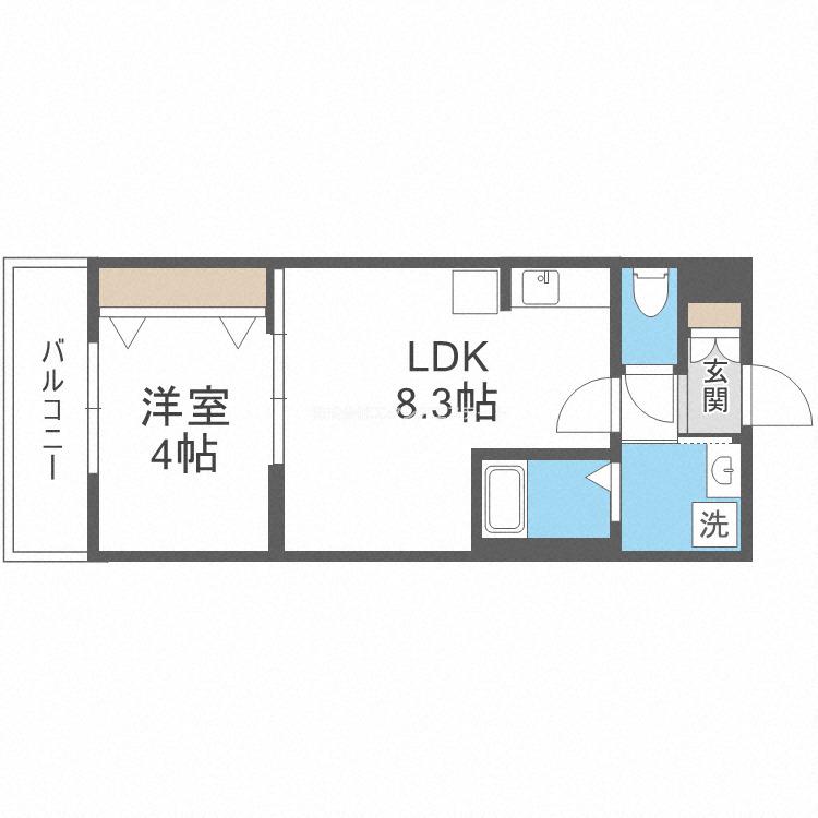 H-MAISON御幣島I(1LDK/3階)の間取り写真