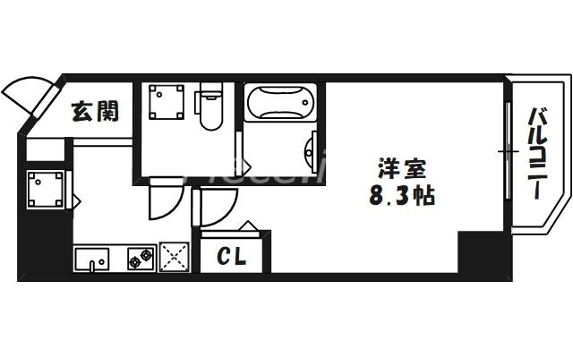ビガーポリス224松ヶ枝町Ⅱ(1K/6階)の間取り写真